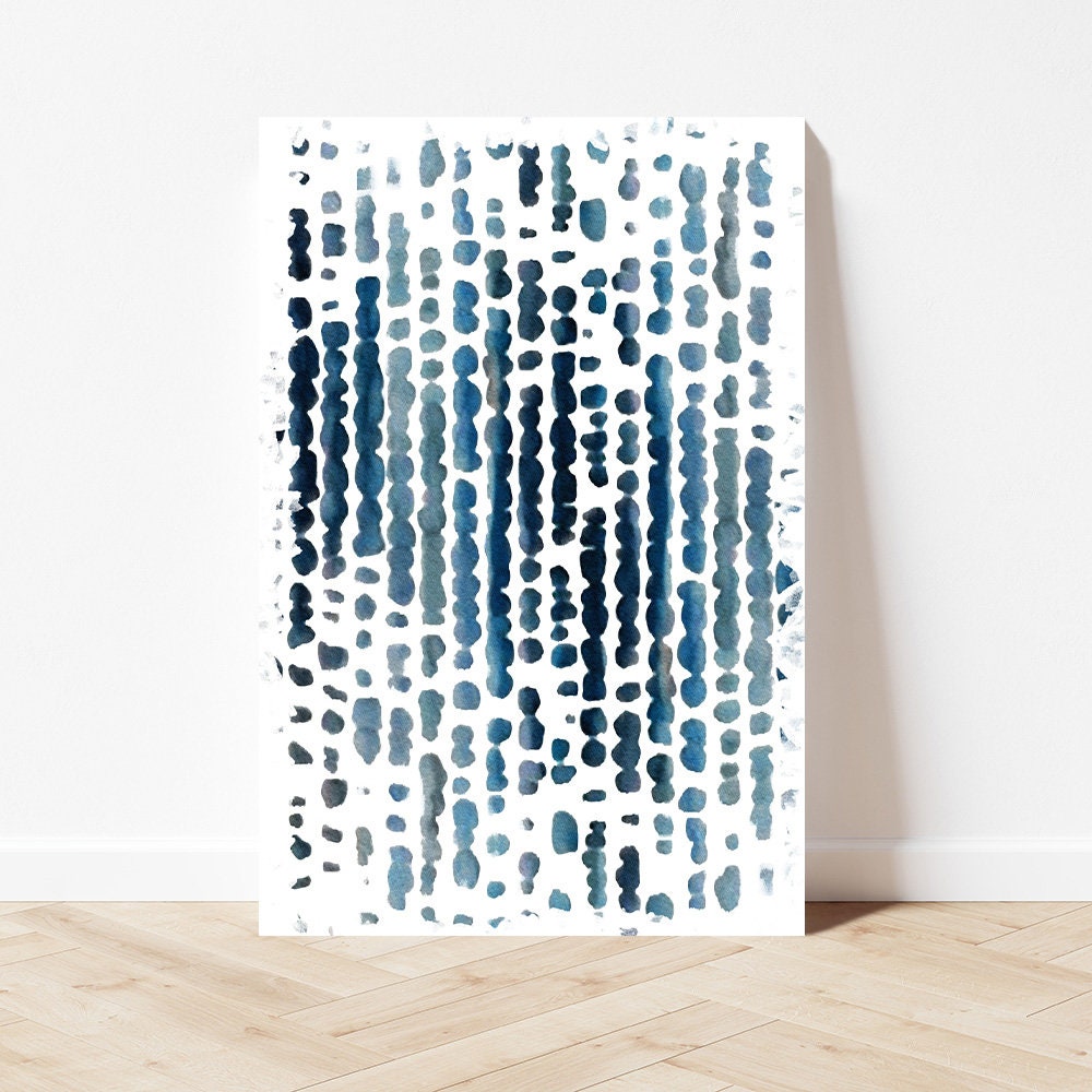 Blue & White Large Abstract Minimalist Watercolor Metal Wall Art Glossy Aluminum Print Decor Neutral Modern Contemporary Coastal Painting