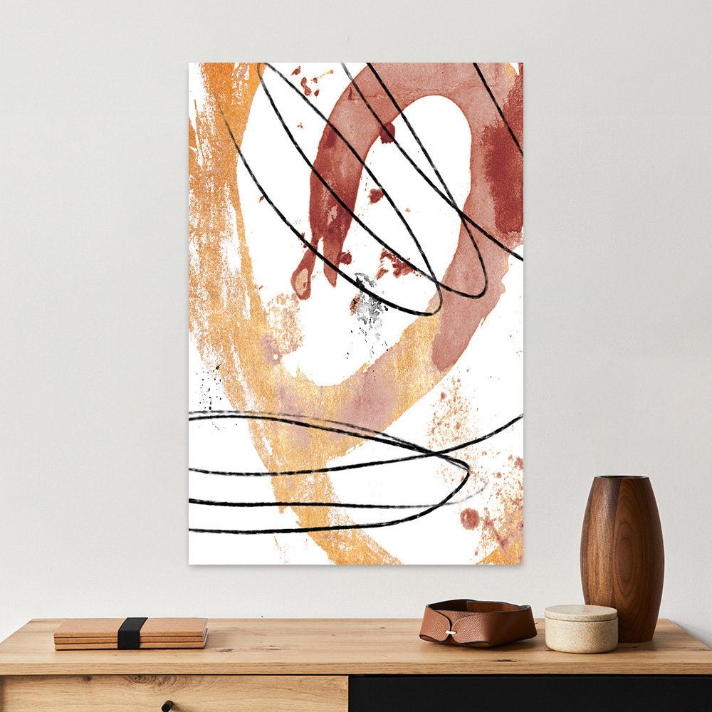 Earth Tone Abstract Metal Wall Art - Minimalist Glossy Aluminum Print - Large Neutral Brown Gold Black Modern Decor I