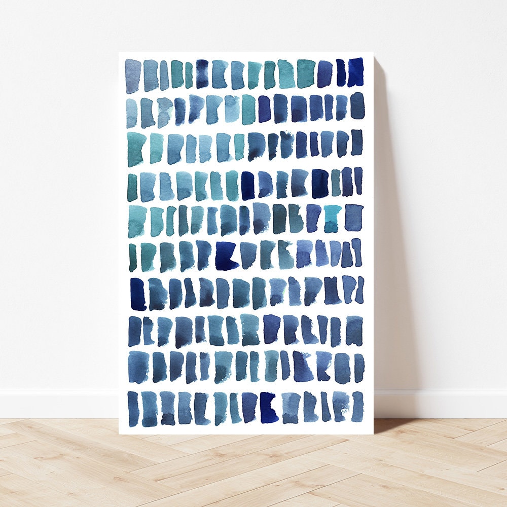 Blue & White Watercolor Organic Shapes Large Abstract Minimalist Metal Wall Art Glossy Aluminum Print Decor Modern Contemporary Painting