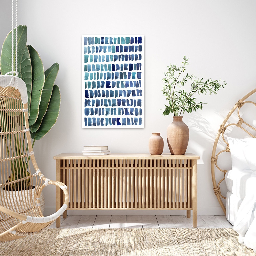Blue & White Watercolor Organic Shapes Large Abstract Minimalist Metal Wall Art Glossy Aluminum Print Decor Modern Contemporary Painting