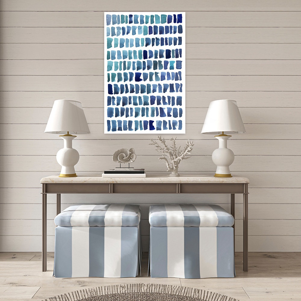 Blue & White Watercolor Organic Shapes Large Abstract Minimalist Metal Wall Art Glossy Aluminum Print Decor Modern Contemporary Painting