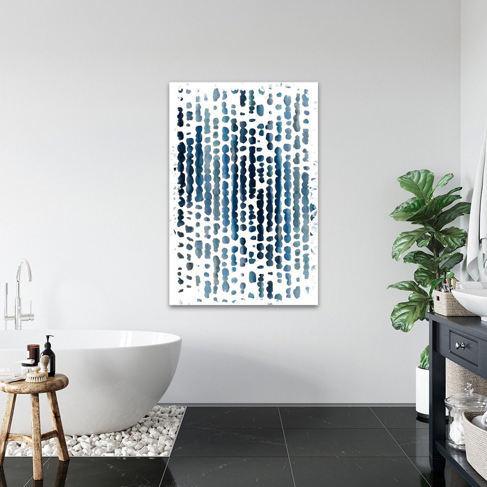Blue & White Large Abstract Minimalist Watercolor Metal Wall Art Glossy Aluminum Print Decor Neutral Modern Contemporary Coastal Painting