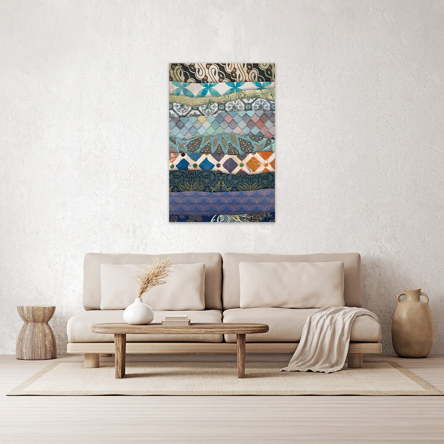 Colorful Maximalist BOHO Printed Pattern Textured Exotic Metal Wall Accent Art Glossy Large Aluminum Print Modern Contemporary Painting II
