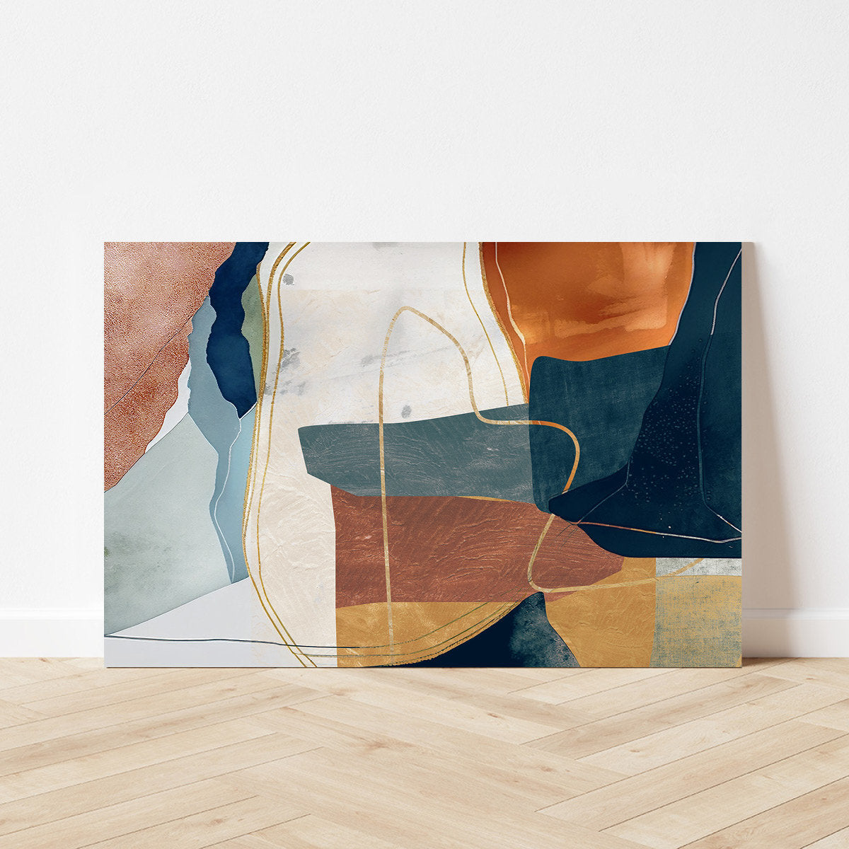 Color Block Metal Wall Art Earth Tone Abstract Minimalist Neutral Glossy Large Aluminum Print - Home Decor Accent Modern Contemporary Painting