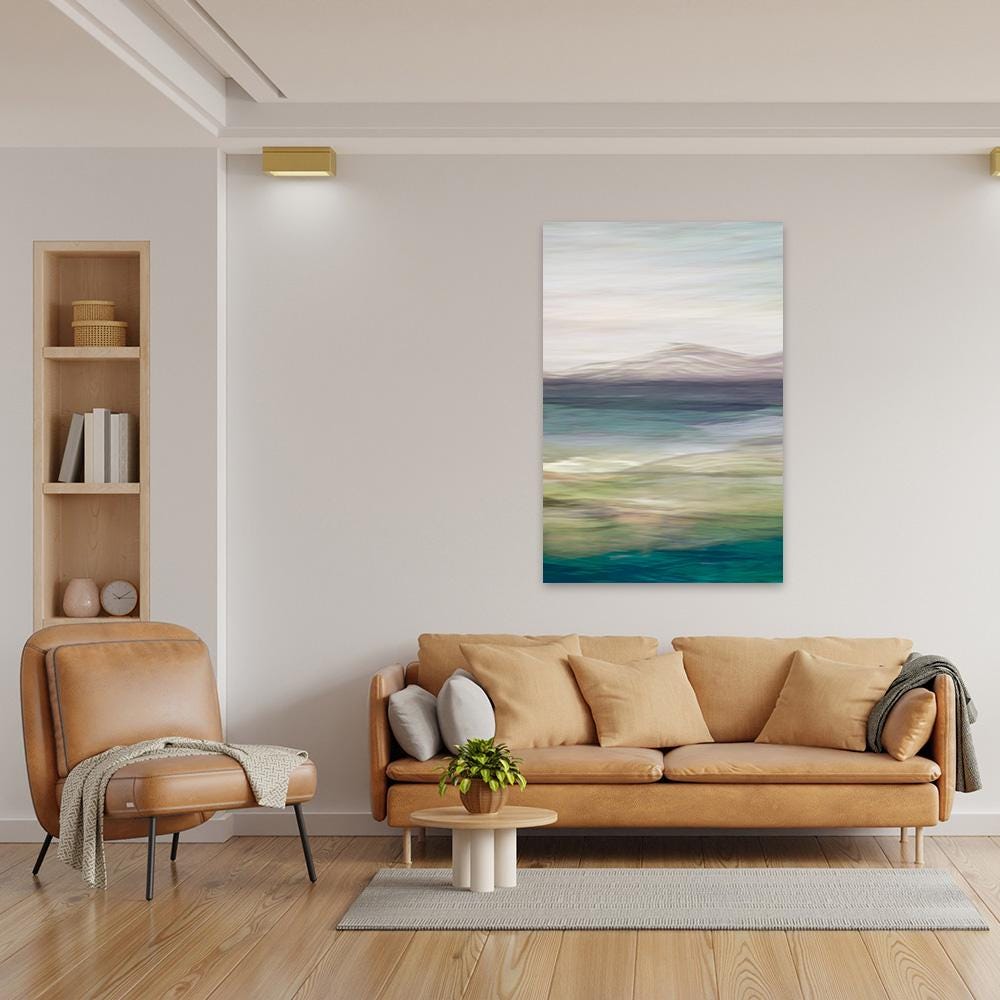 Colorful Mountain Landscape Painting - Abstract Nature Large Canvas Print Framed Wall Art - Modern Contemporary Home Decor Gift
