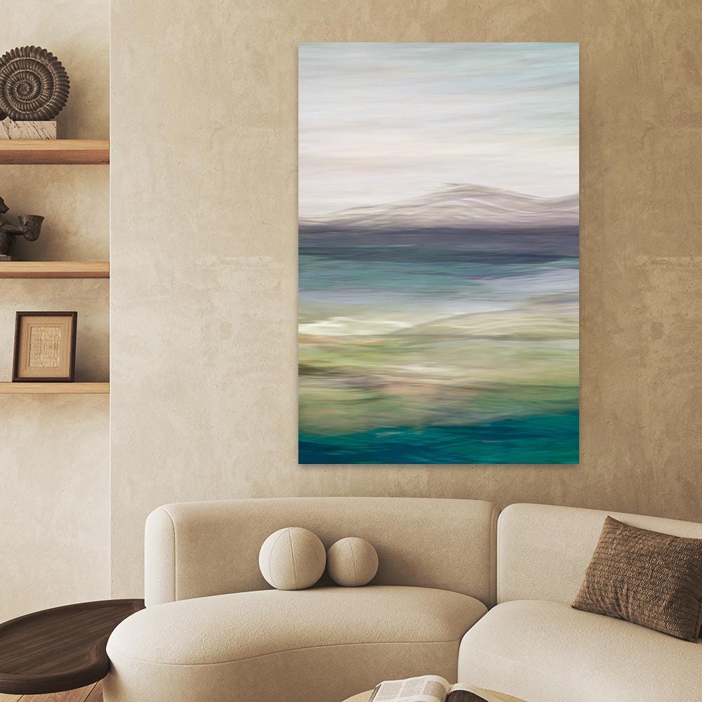 Colorful Mountain Landscape Painting - Abstract Nature Large Canvas Print Framed Wall Art - Modern Contemporary Home Decor Gift