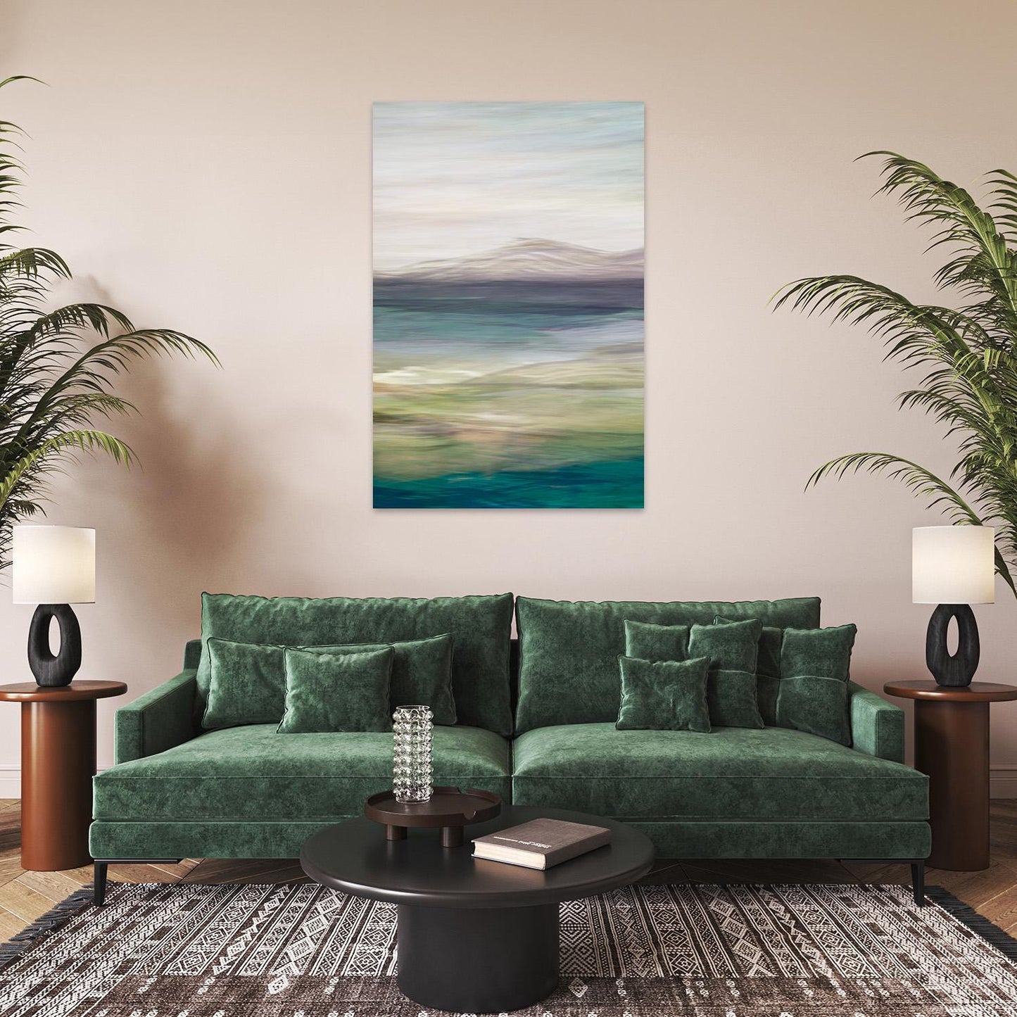Colorful Mountain Landscape Painting - Abstract Nature Large Canvas Print Framed Wall Art - Modern Contemporary Home Decor Gift