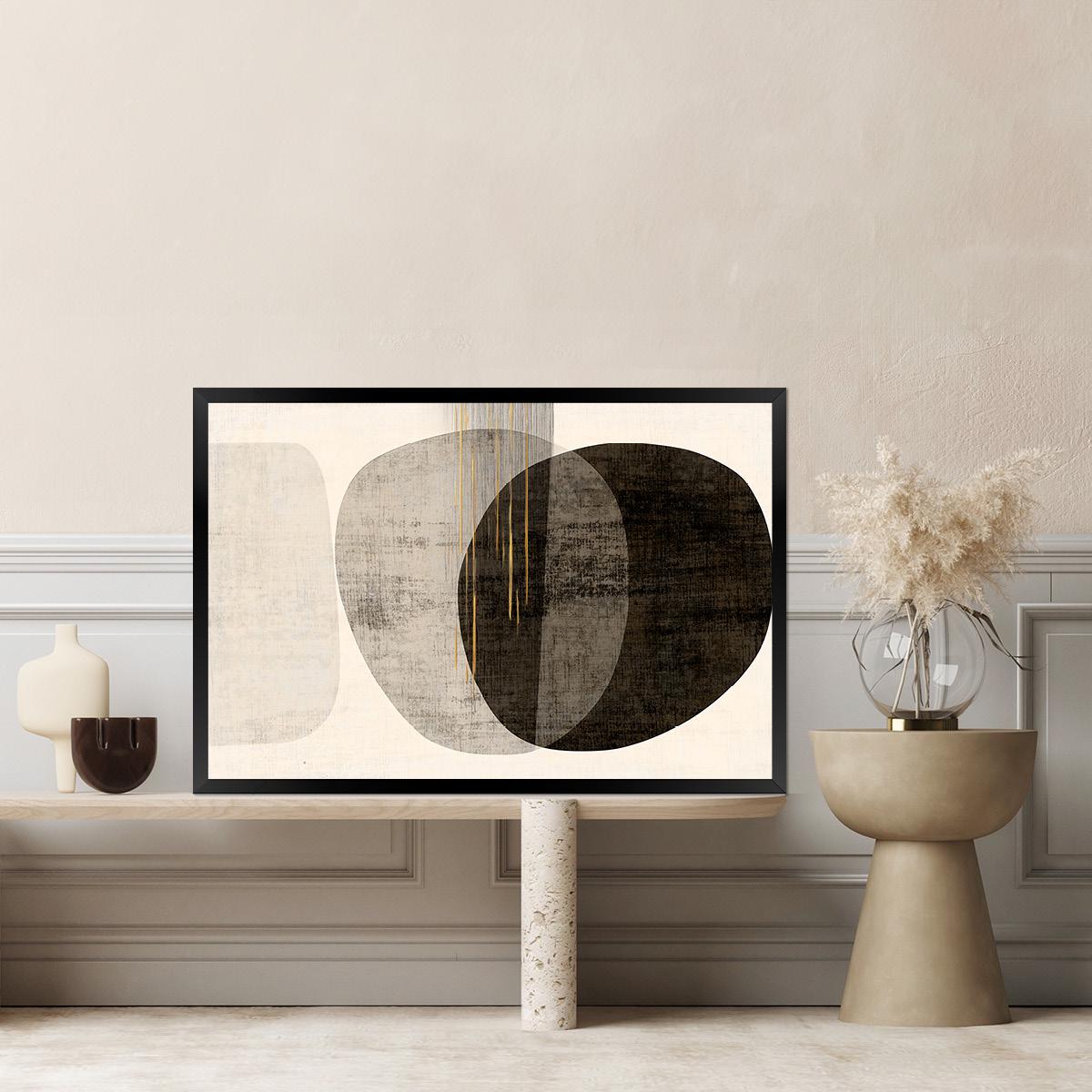 Wabi Sabi Abstract Shapes Organic Painting - Framed Canvas Neutral Colors Textured Minimalist Wall Art Print - Large Modern Home Decor