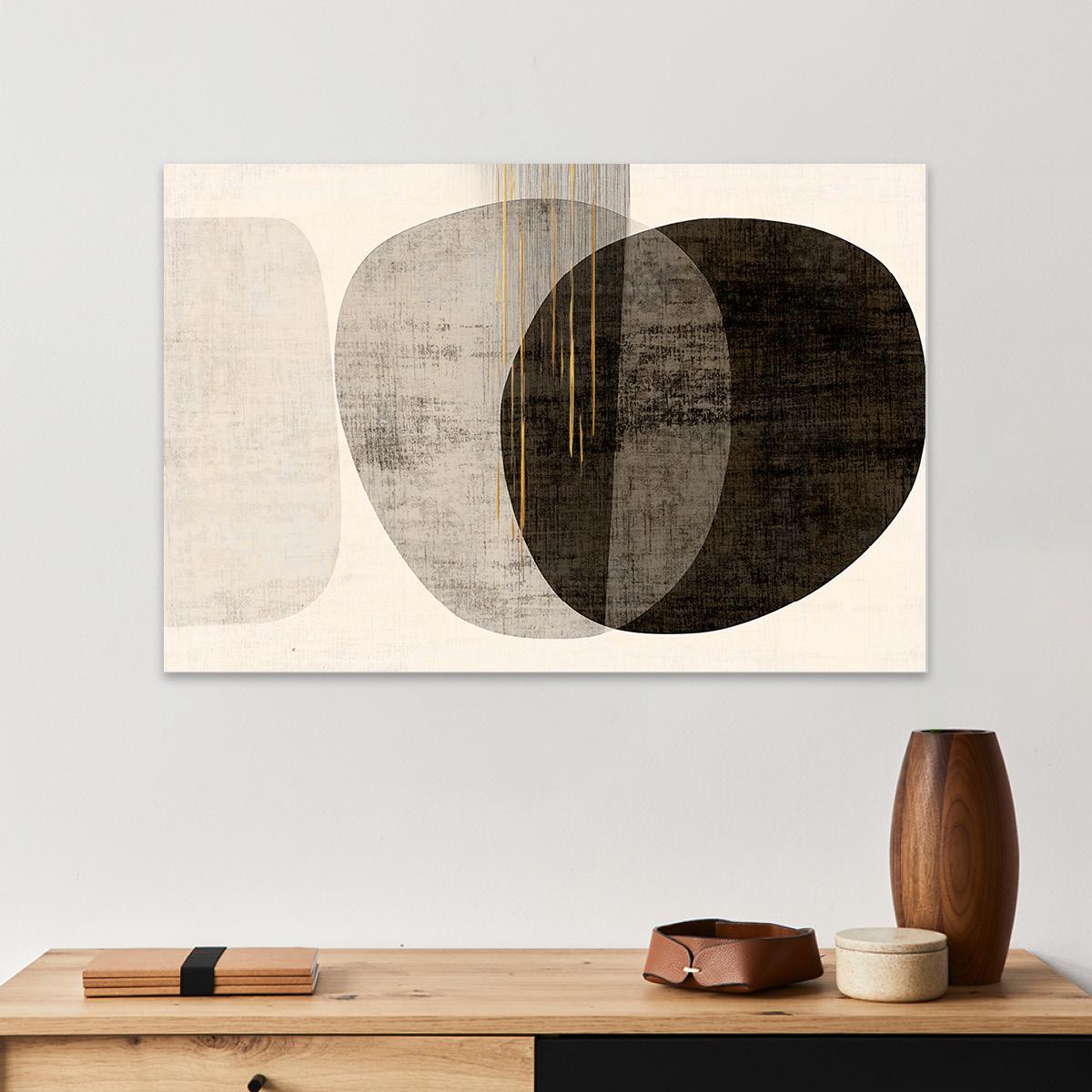 Wabi Sabi Abstract Shapes Organic Painting - Framed Canvas Neutral Colors Textured Minimalist Wall Art Print - Large Modern Home Decor