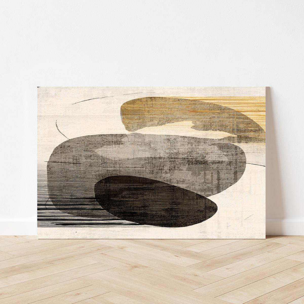 Framed Canvas Neutral Colors Textured Minimalist Wall Art Print - Wabi Sabi Abstract Shapes Organic Painting - Large Modern Home Decor