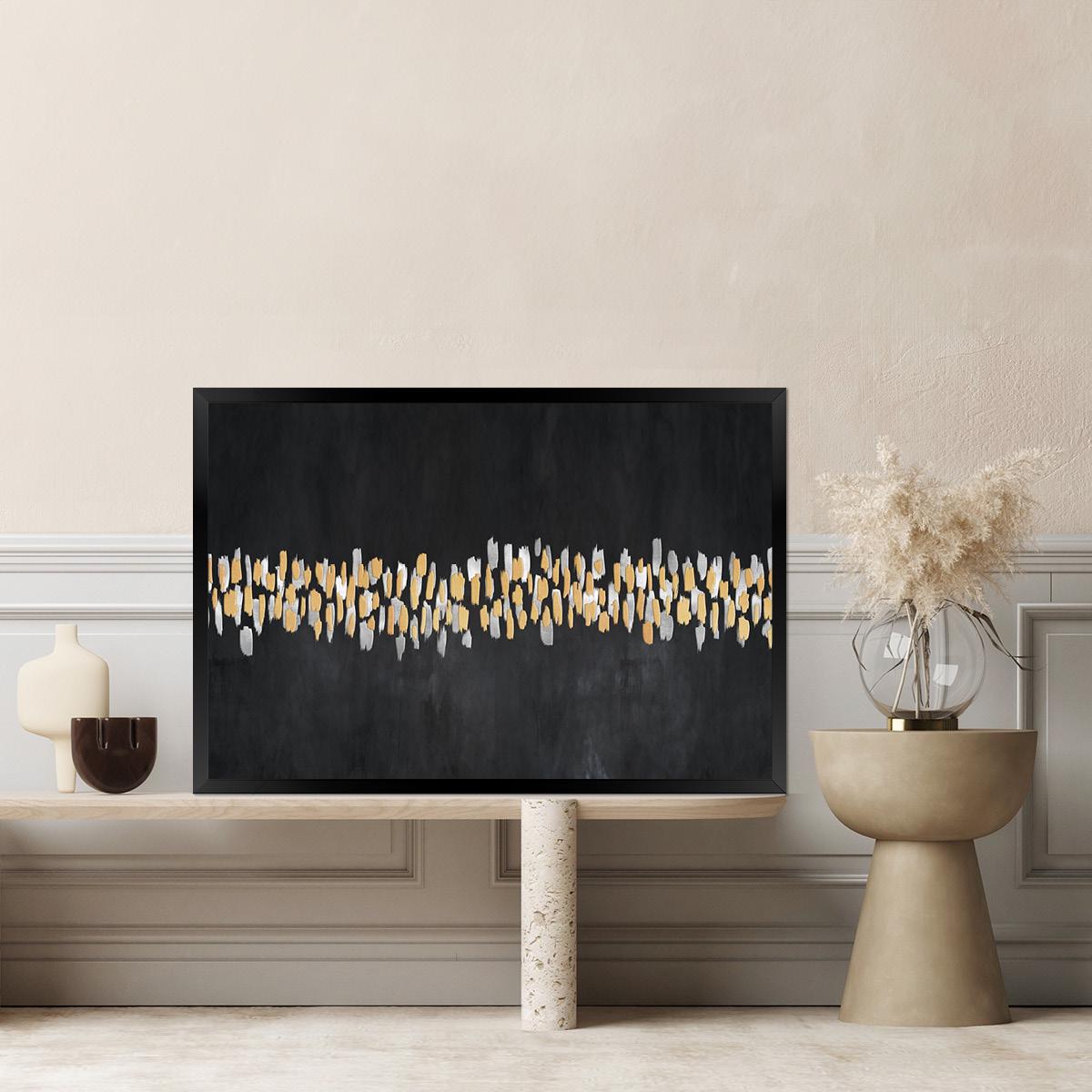 Abstract Minimalist Black & Gold Wabi Sabi Canvas Print - Bold Neutral Framed Fine Art - Home Decor Modern Contemporary Painting