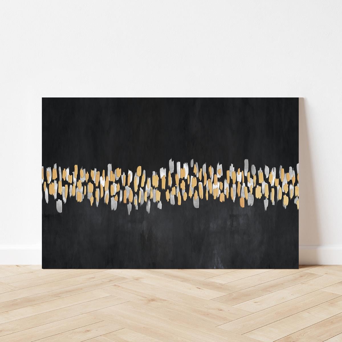Abstract Minimalist Black & Gold Wabi Sabi Canvas Print - Bold Neutral Framed Fine Art - Home Decor Modern Contemporary Painting