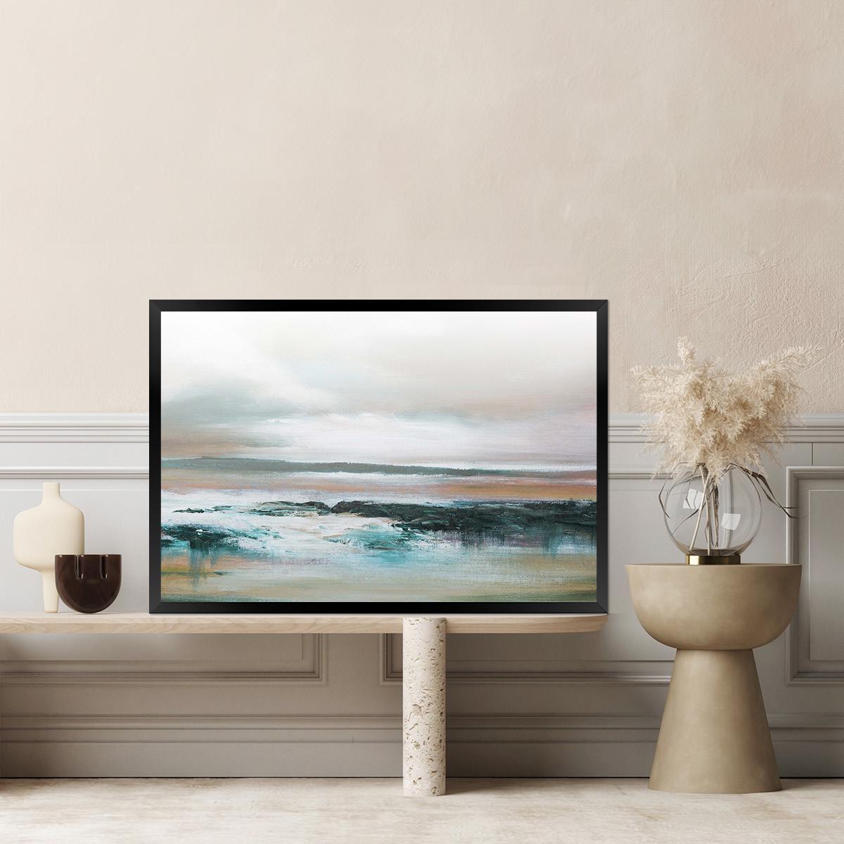 Abstract Beach Coastal Canvas Print - Colorful Ocean Modern Contemporary Wall Art - Large Framed Landscape Painting Home Decor