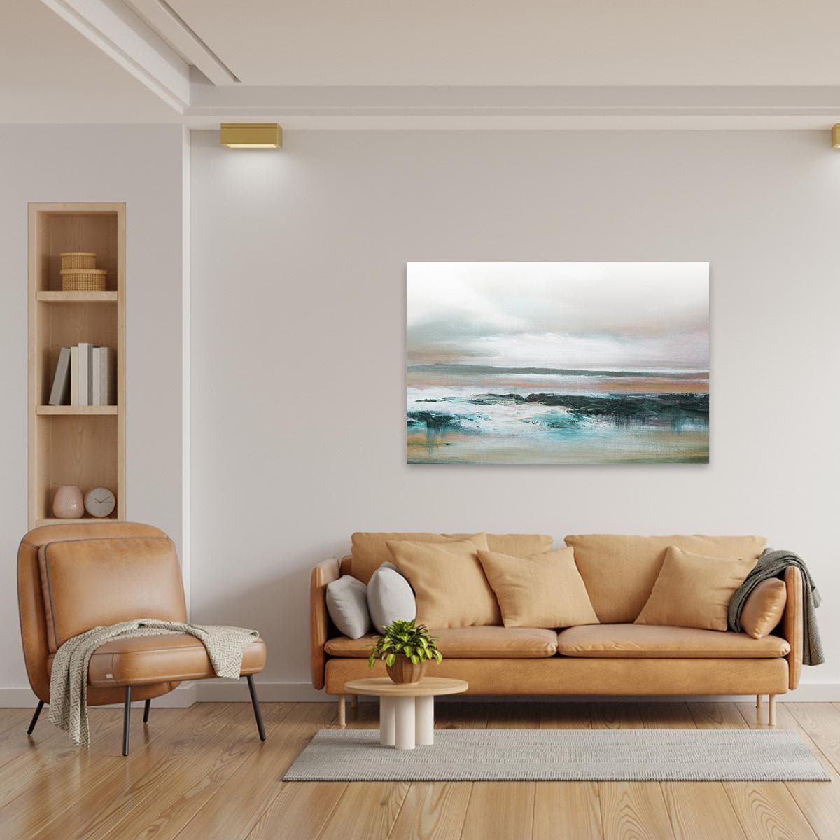 Abstract Beach Coastal Canvas Print - Colorful Ocean Modern Contemporary Wall Art - Large Framed Landscape Painting Home Decor
