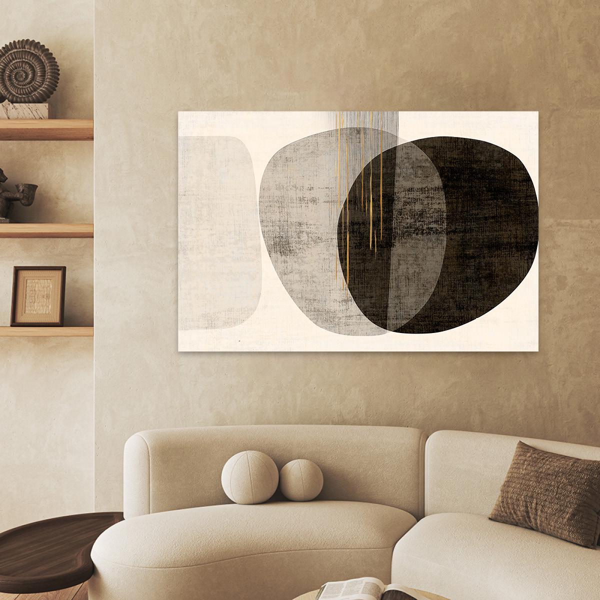 Wabi Sabi Abstract Shapes Organic Painting - Framed Canvas Neutral Colors Textured Minimalist Wall Art Print - Large Modern Home Decor