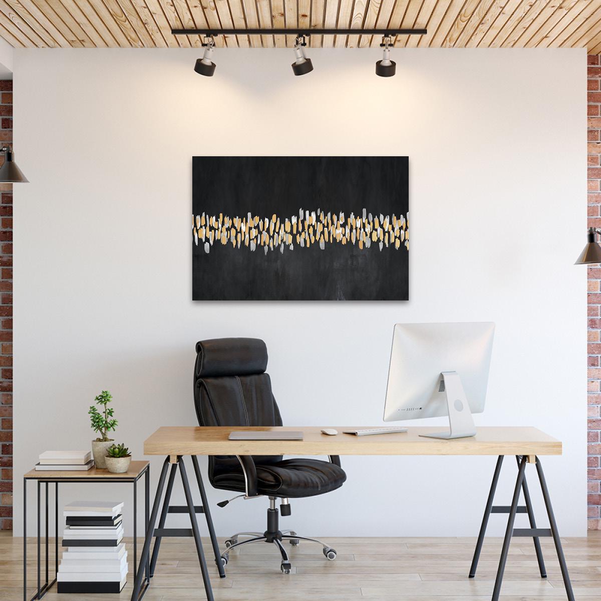 Abstract Minimalist Black & Gold Wabi Sabi Canvas Print - Bold Neutral Framed Fine Art - Home Decor Modern Contemporary Painting