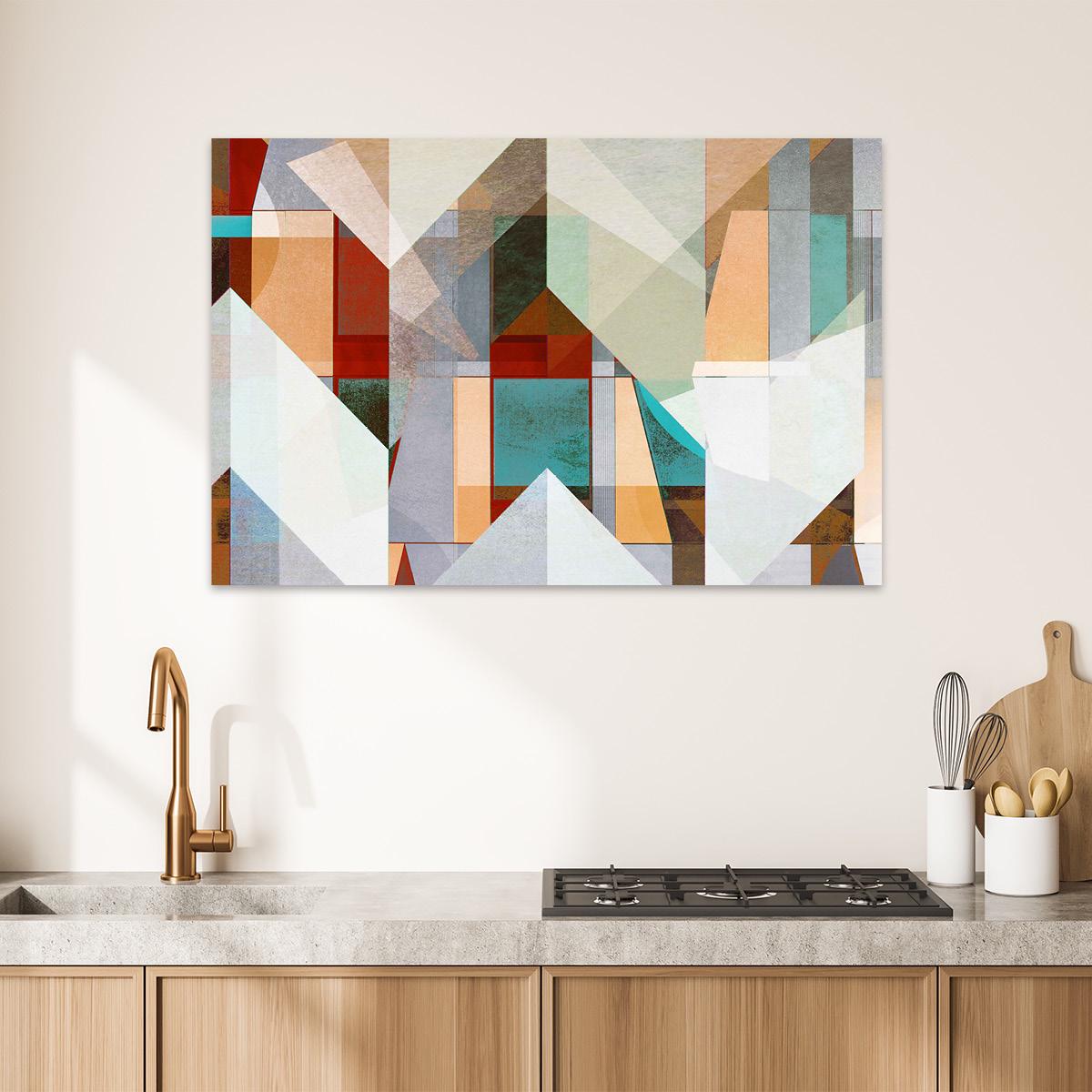 Abstract Geometric Earth Tone Canvas Print - Minimalist Cubist Framed Wall Art - Large Colorful Home Decor - Modern Contemporary Painting