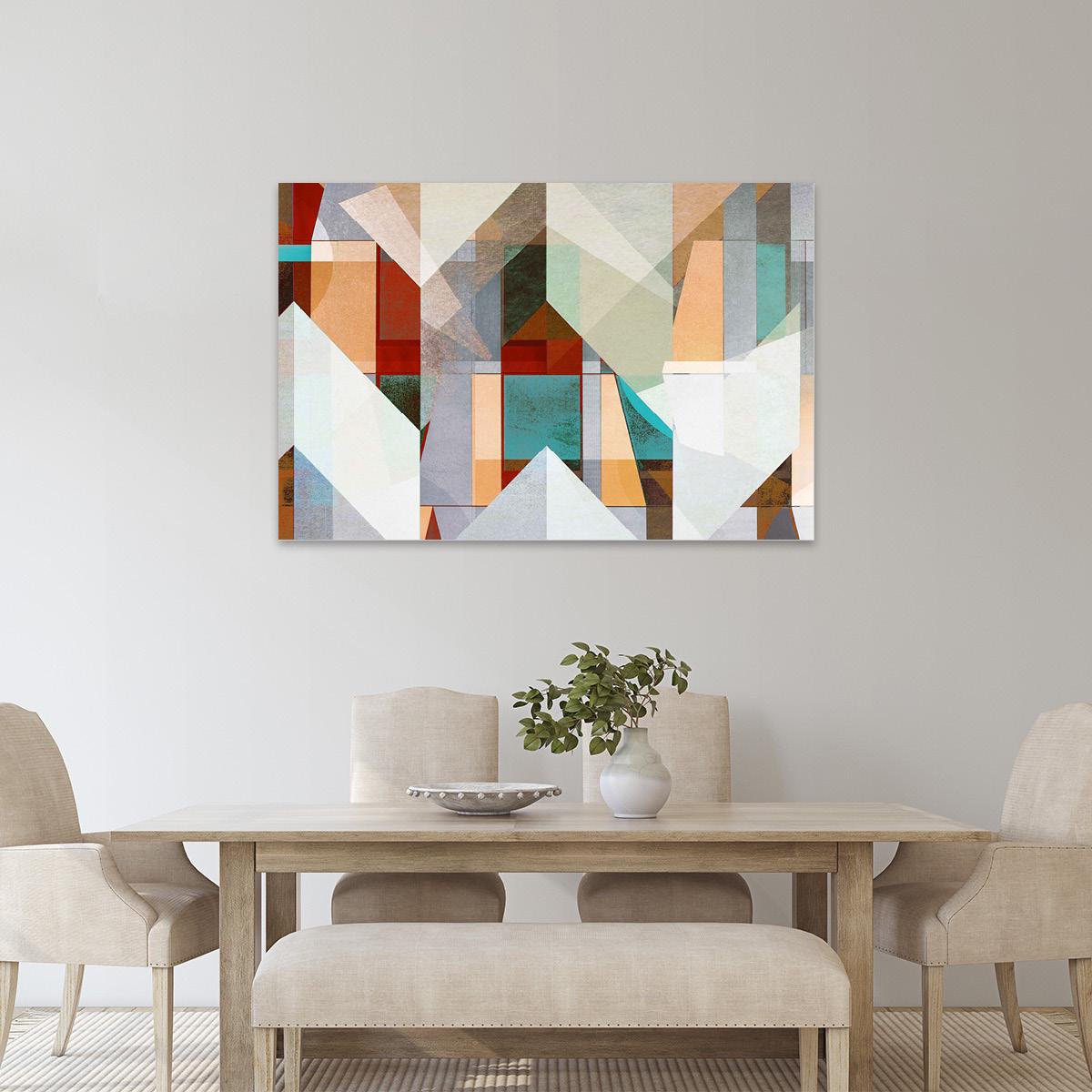 Abstract Geometric Earth Tone Canvas Print - Minimalist Cubist Framed Wall Art - Large Colorful Home Decor - Modern Contemporary Painting