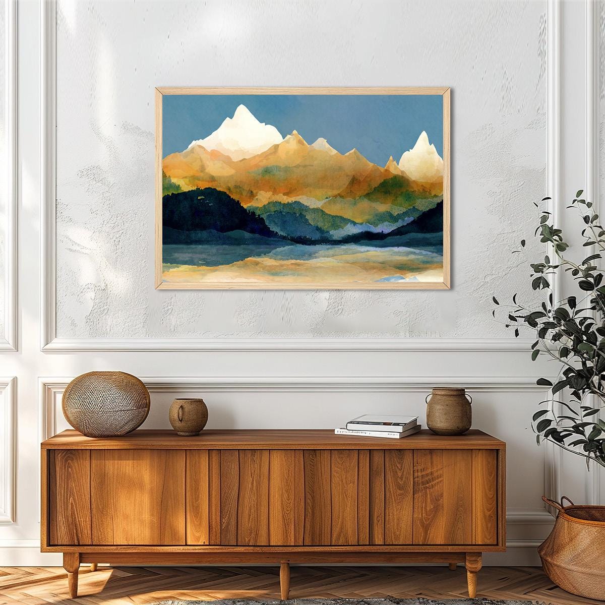 Watercolor Mountain Landscape Canvas Print - Colorful Abstract Painting Wall Art - Nature Inspired Contemporary F Home Decor