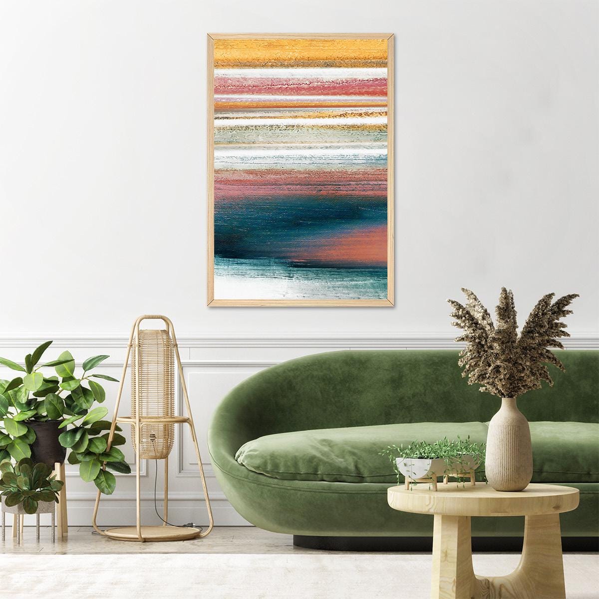 Abstract Canvas Print Colorful Modern Coastal Landscape Painting Modern Fall Home Decor