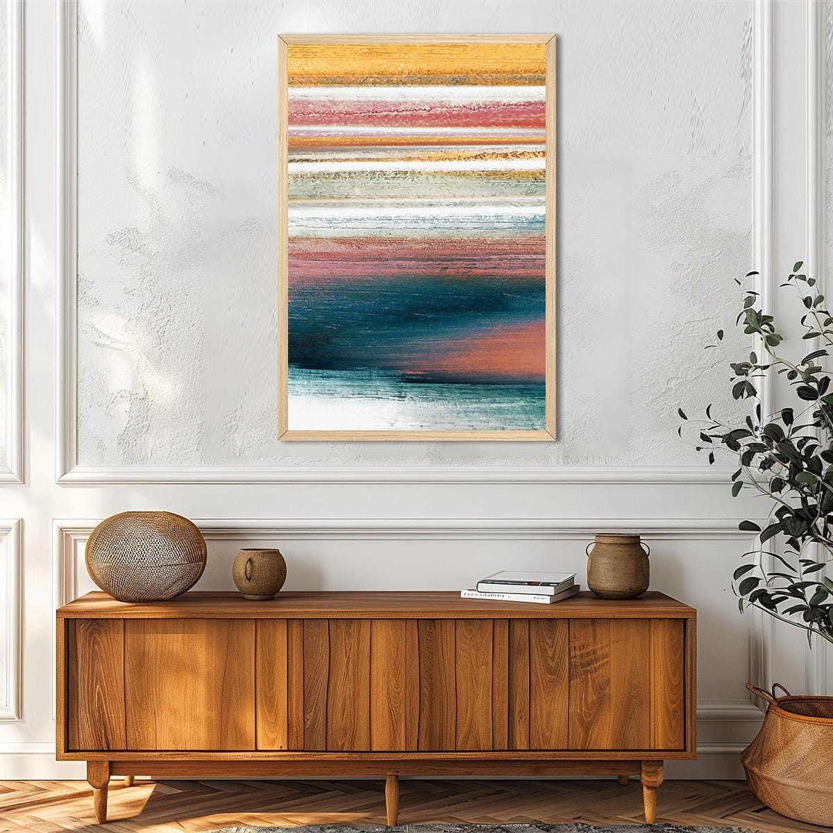 Abstract Canvas Print Colorful Modern Coastal Landscape Painting Modern Fall Home Decor