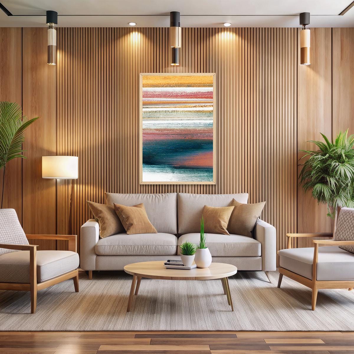 Abstract Canvas Print Colorful Modern Coastal Landscape Painting Modern Fall Home Decor