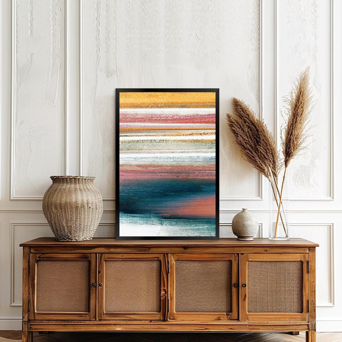 Abstract Canvas Print Colorful Modern Coastal Landscape Painting Modern Fall Home Decor