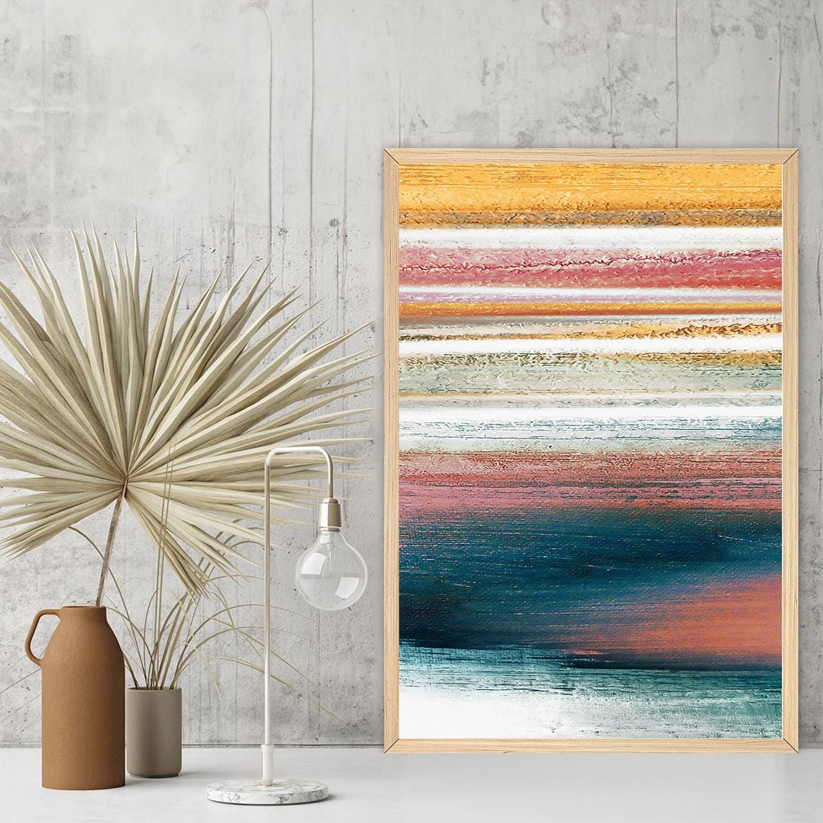 Abstract Canvas Print Colorful Modern Coastal Landscape Painting Modern Fall Home Decor