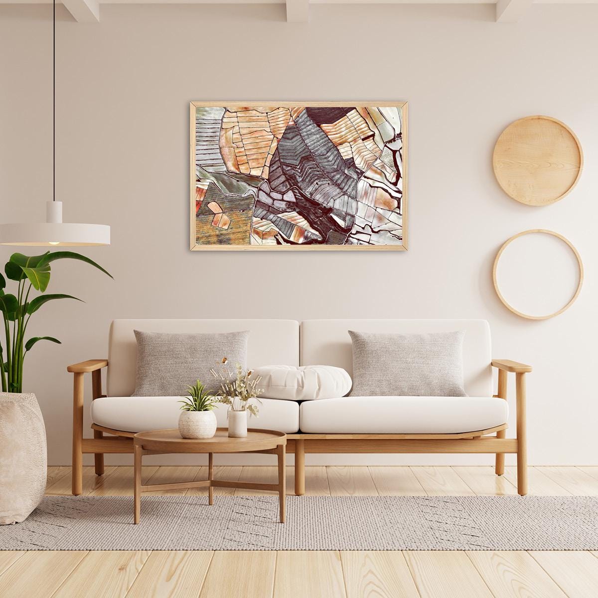 Abstract Canvas Print - Sepia Earth Tone Wall Art, Unique Modern Homewarming Gift, Boho Decor for Living Room Frame Options