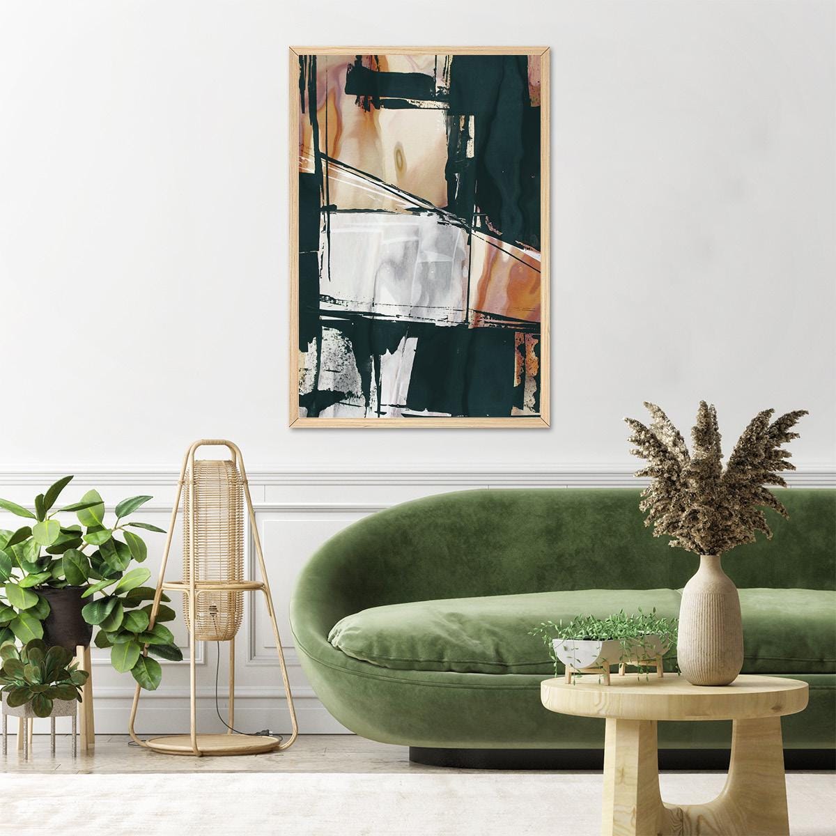 Minimalist Abstract Wall Art - Black & White Canvas Print - Modern Home Decor for Living Room - Framed Options Available