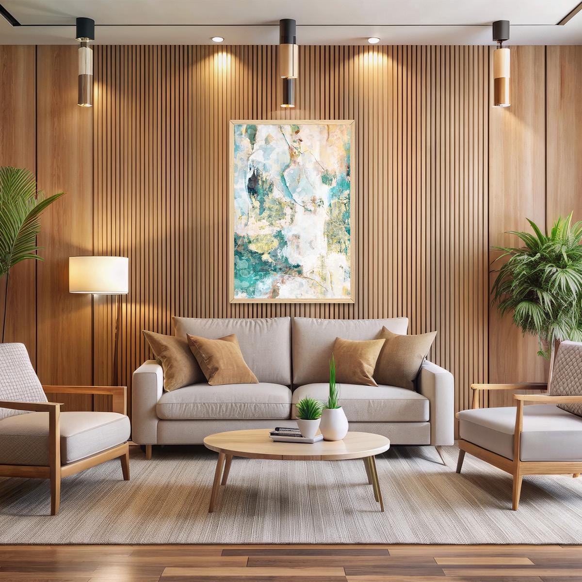 Coastal Abstract Print - Textured Canvas Wall Art for Living Room & Bedroom - Teal, Tan Spring/Summer Home Decor, Framed Options Available