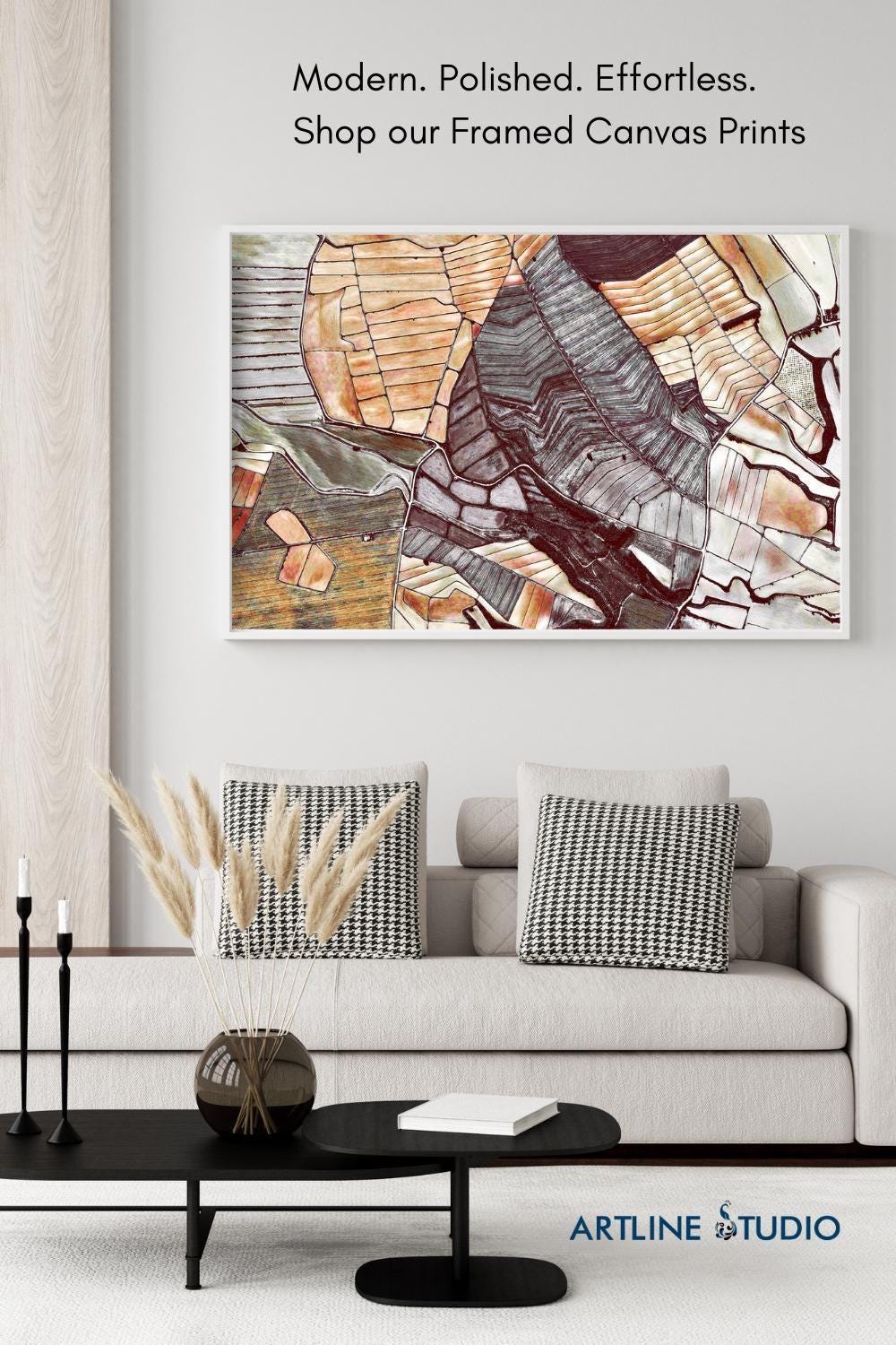 Abstract Canvas Print - Sepia Earth Tone Wall Art, Unique Modern Homewarming Gift, Boho Decor for Living Room Frame Options