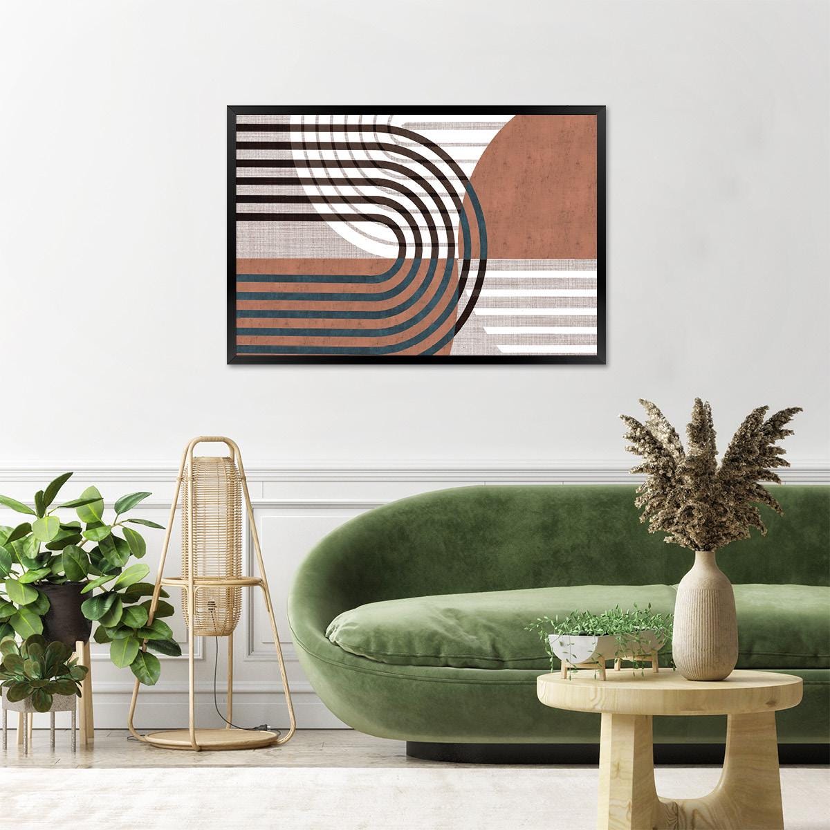 Geometric Arch Canvas Print | Abstract Wall Art for Living Room & Dining Room - Mid-Century Modern Earth Tone Decor