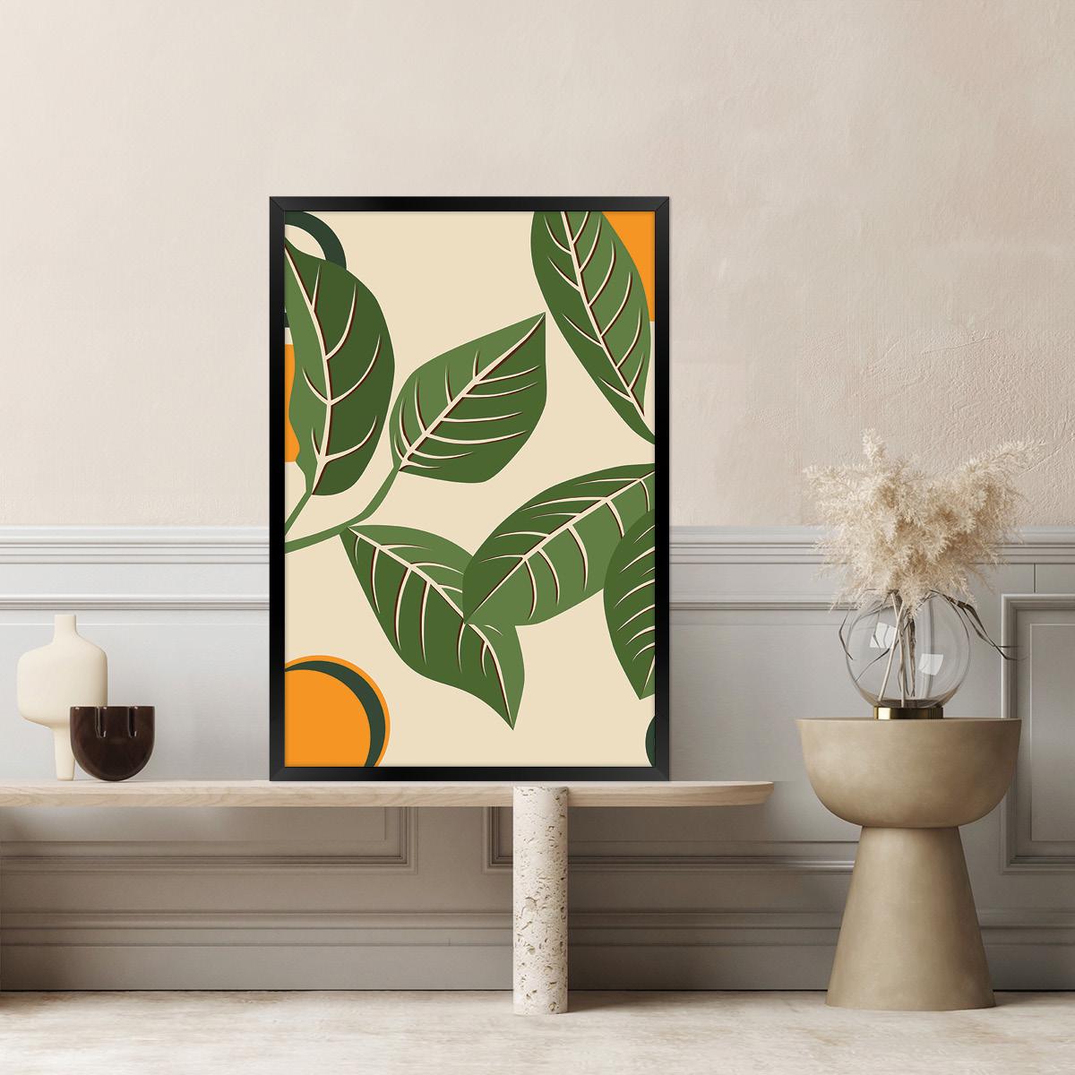 Boho Leaf Canvas Print, Modern Bontanical Wall Art, Green Plant Home Decor, Framed Options Available