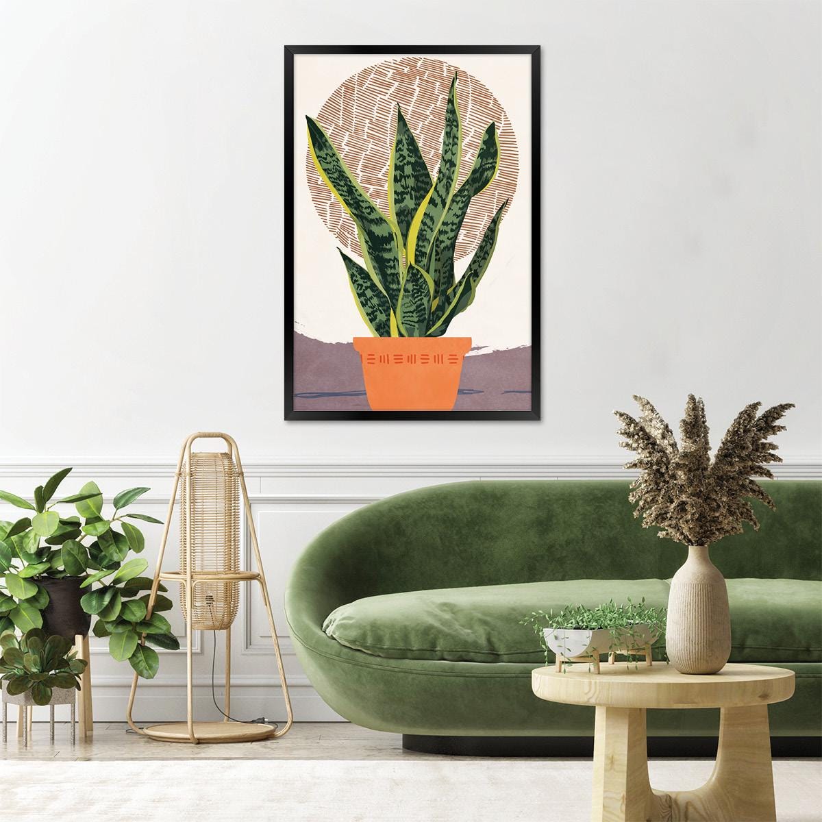Boho Potted Plant Canvas Print, Botanical Wall Art, Nature Inspired Home Decor, Tiger Plant Painting, Framed Options for Gallery Wall