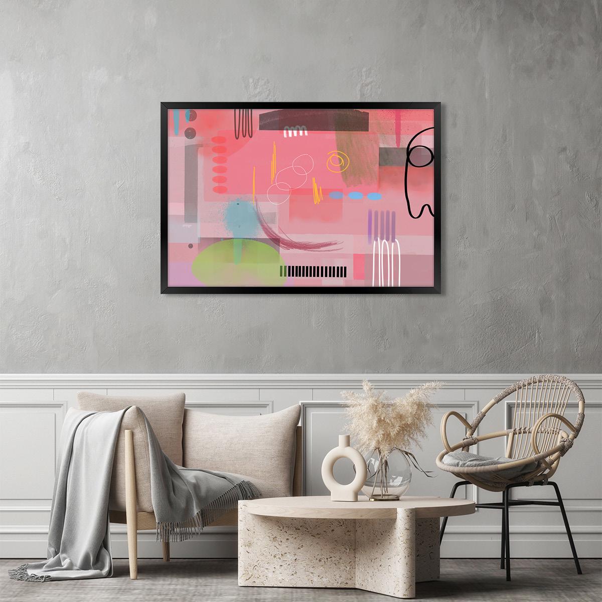 Colorful Grunge Abstract Canvas Print, Pink Art, Modern Graffiti Wall Art, Spray Paint Style Art, Bold Boho Decor, Framed Options Available