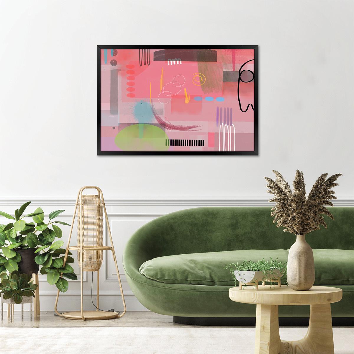 Colorful Grunge Abstract Canvas Print, Pink Art, Modern Graffiti Wall Art, Spray Paint Style Art, Bold Boho Decor, Framed Options Available