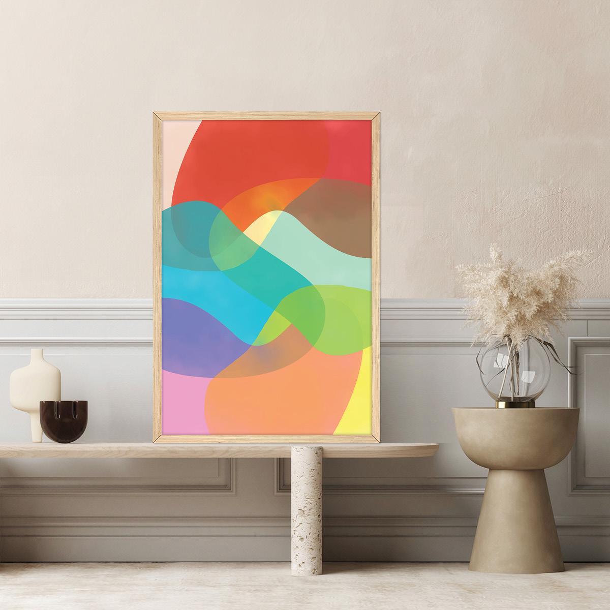 Colorful Abstract Canvas Print: Distorted Circles Modern Wall Art