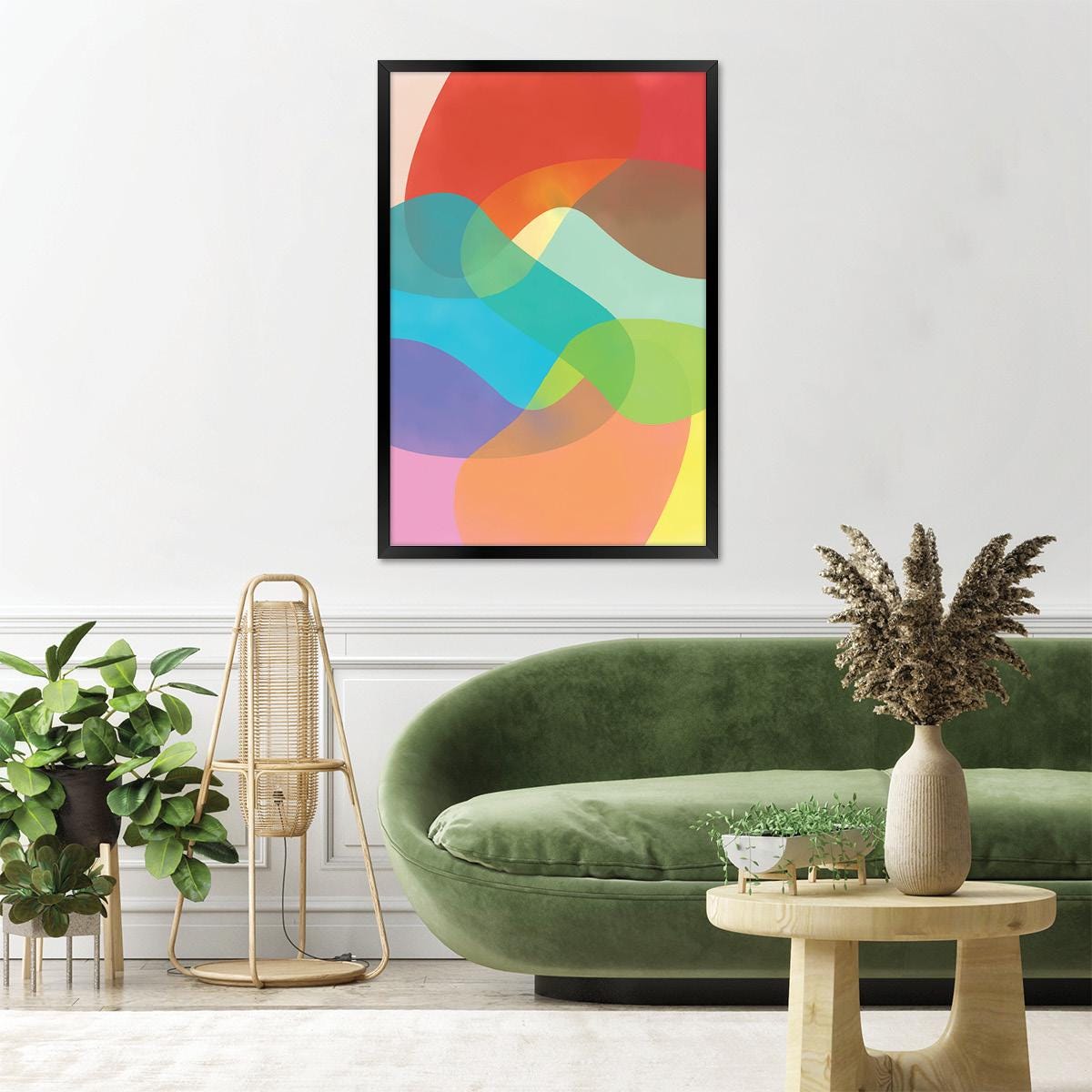 Colorful Abstract Canvas Print: Distorted Circles Modern Wall Art