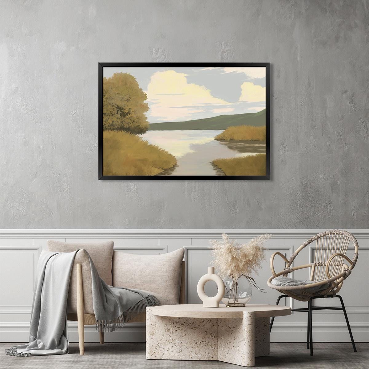 Lake Landscape Canvas Print: Modern Impressionist Art