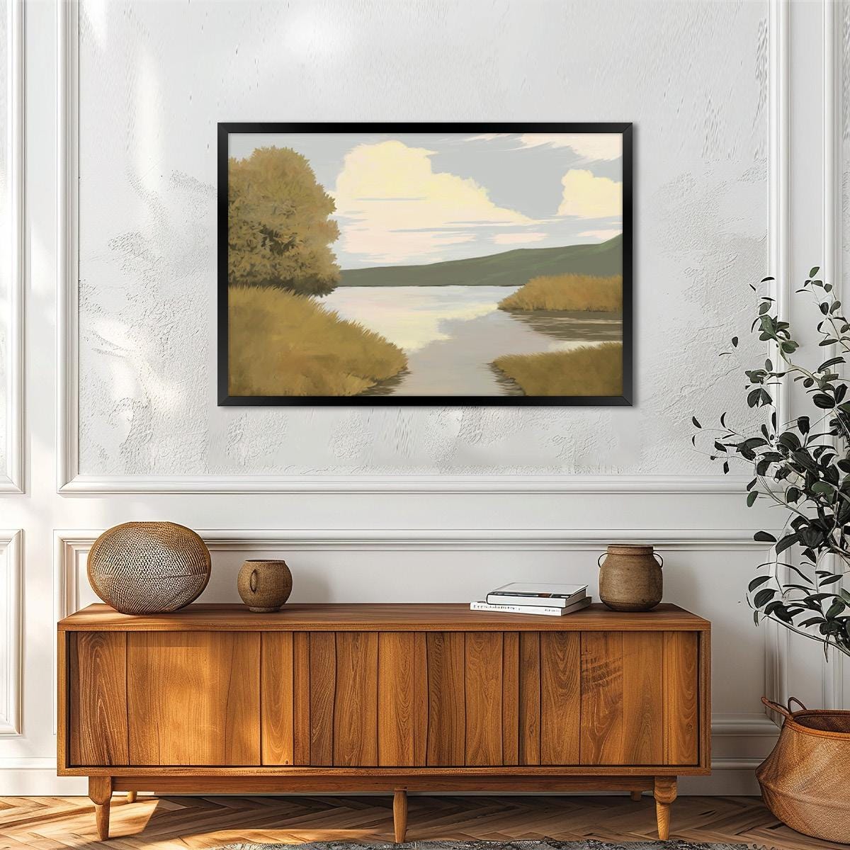 Lake Landscape Canvas Print: Modern Impressionist Art