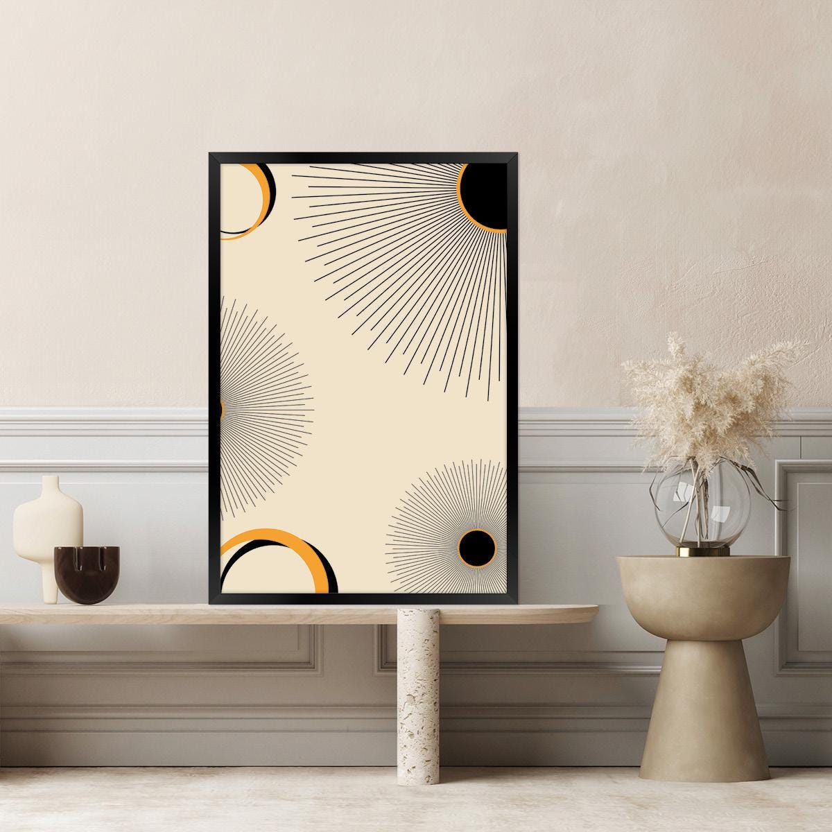 Abstract Sunburst Canvas Print: Modern Boho Rising Sun Celestial Artwork