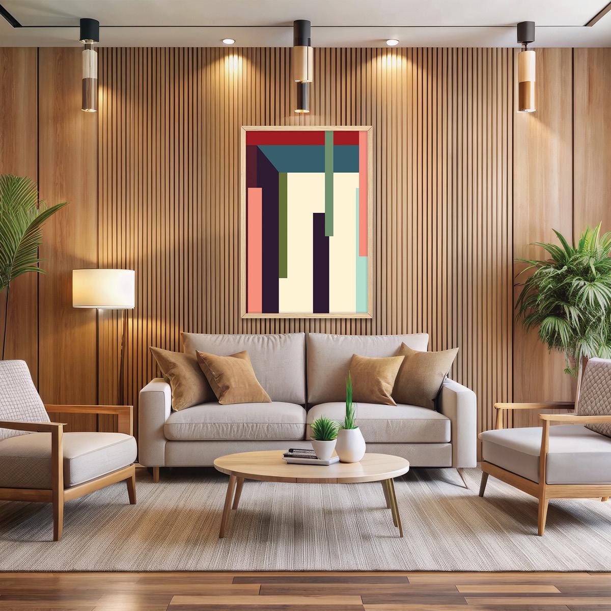 Abstract Geometric Lines Canvas Print - Modern Colorful Wall Art