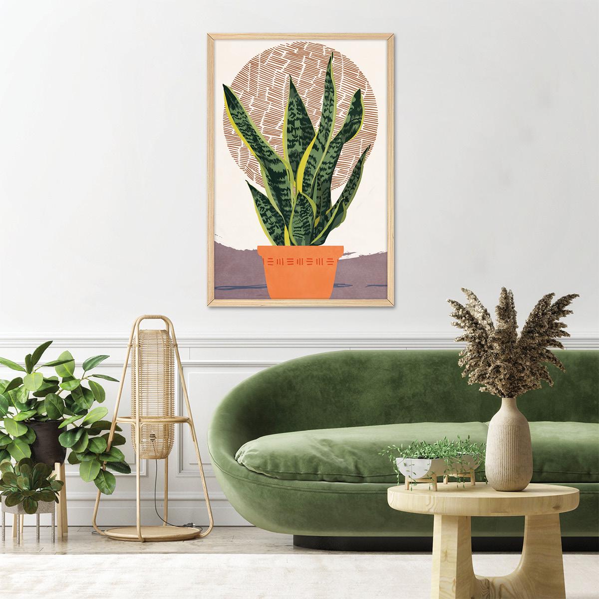 Boho Potted Plant Canvas Print, Botanical Wall Art, Nature Inspired Home Decor, Tiger Plant Painting, Framed Options for Gallery Wall