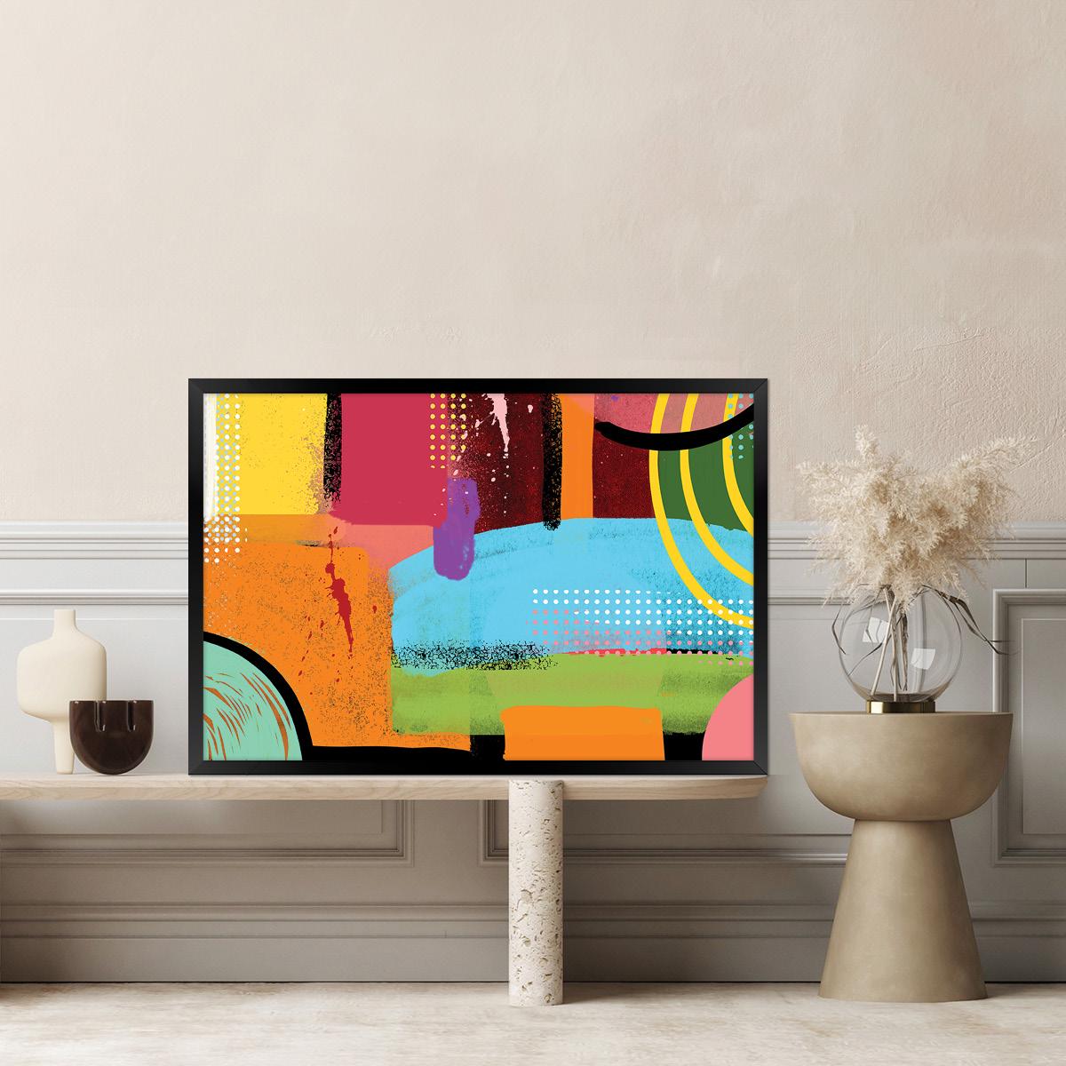Colorful Grunge Abstract Canvas Print, Modern Graffiti Wall Art, Spray Paint Style Art, Bold Boho Decor, Framed Options Available
