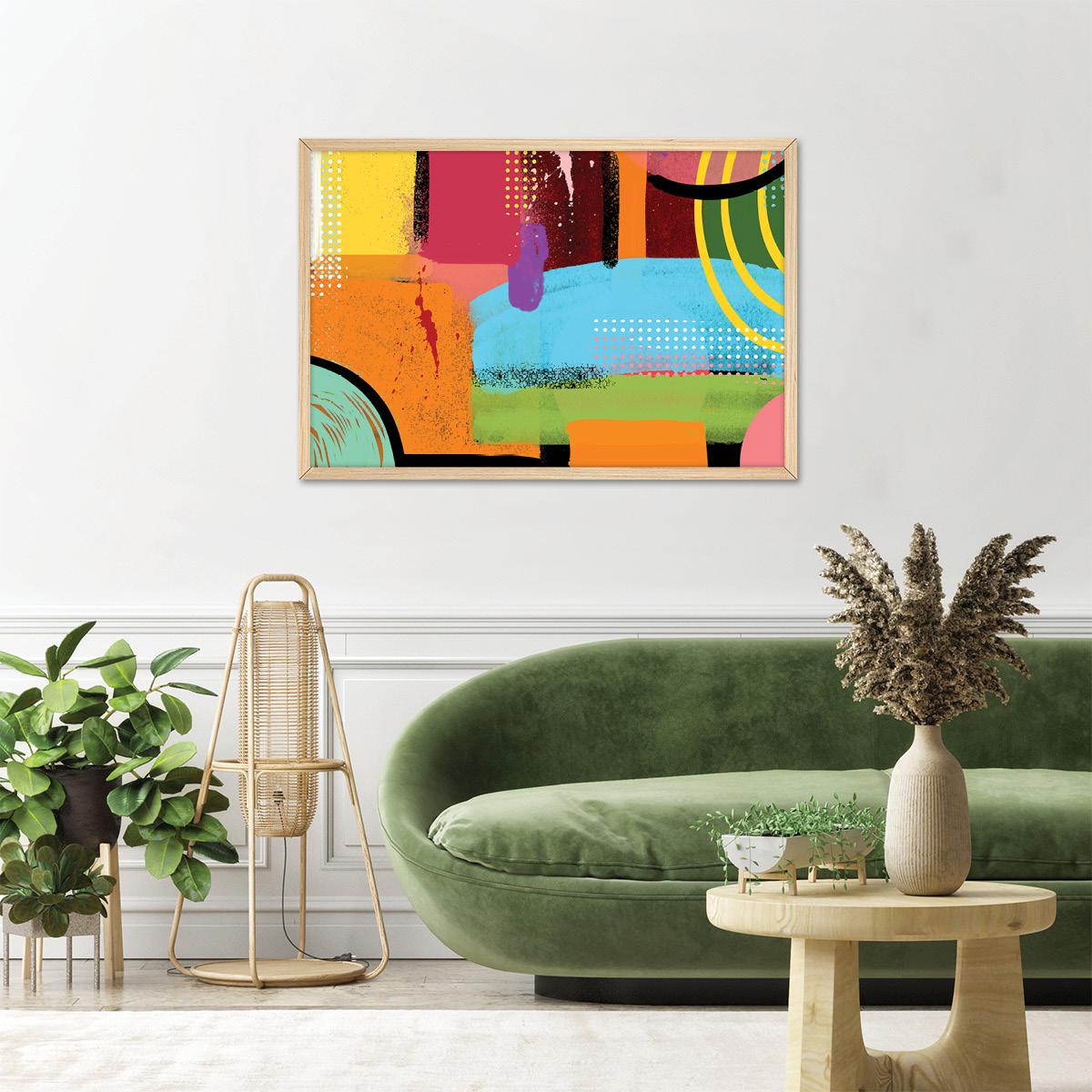 Colorful Grunge Abstract Canvas Print, Modern Graffiti Wall Art, Spray Paint Style Art, Bold Boho Decor, Framed Options Available
