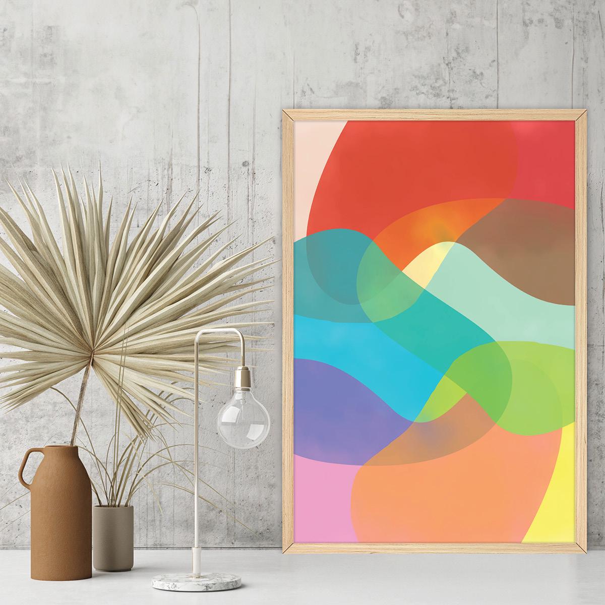Colorful Abstract Canvas Print: Distorted Circles Modern Wall Art