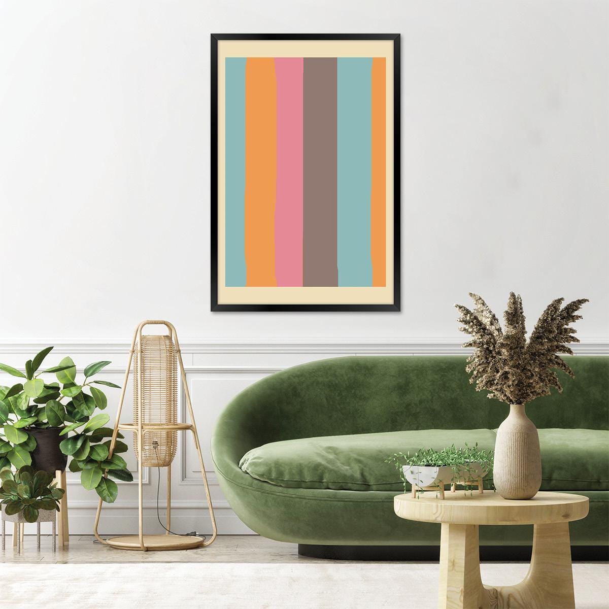 Colorful Abstract Lines Canvas Print, Bold Geometric Stripes Wall Art, Playful Modern Home Decor for Bedroom & Living Room, Framed Options