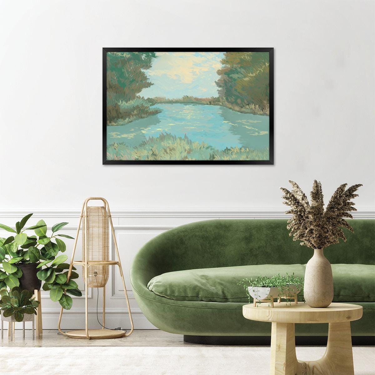 Lake Landscape Canvas Print: Modern Impressionist Wall Art