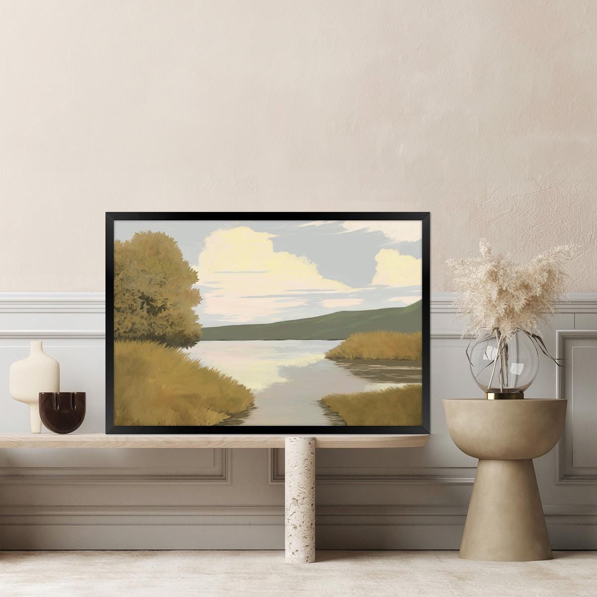 Lake Landscape Canvas Print: Modern Impressionist Art